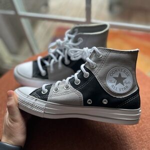 High Top Converse - Patchwork Black and Grey